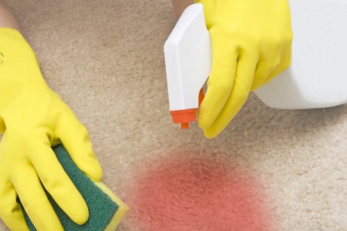 Professional upholstery cleaning in a Custom House living room