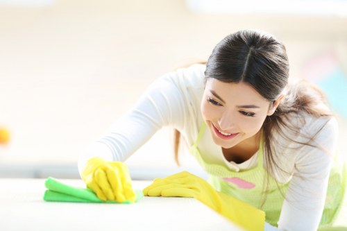 Close-up view of a mattress being cleaned in Custom House to remove dust and stains